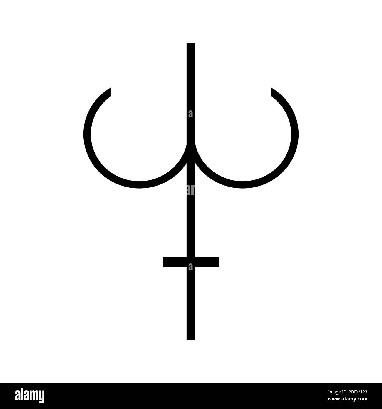 Le symbole de l'arsenic, un des symboles de l'alchimie. Icône d'arsenic noir et blanc. Banque D'Images