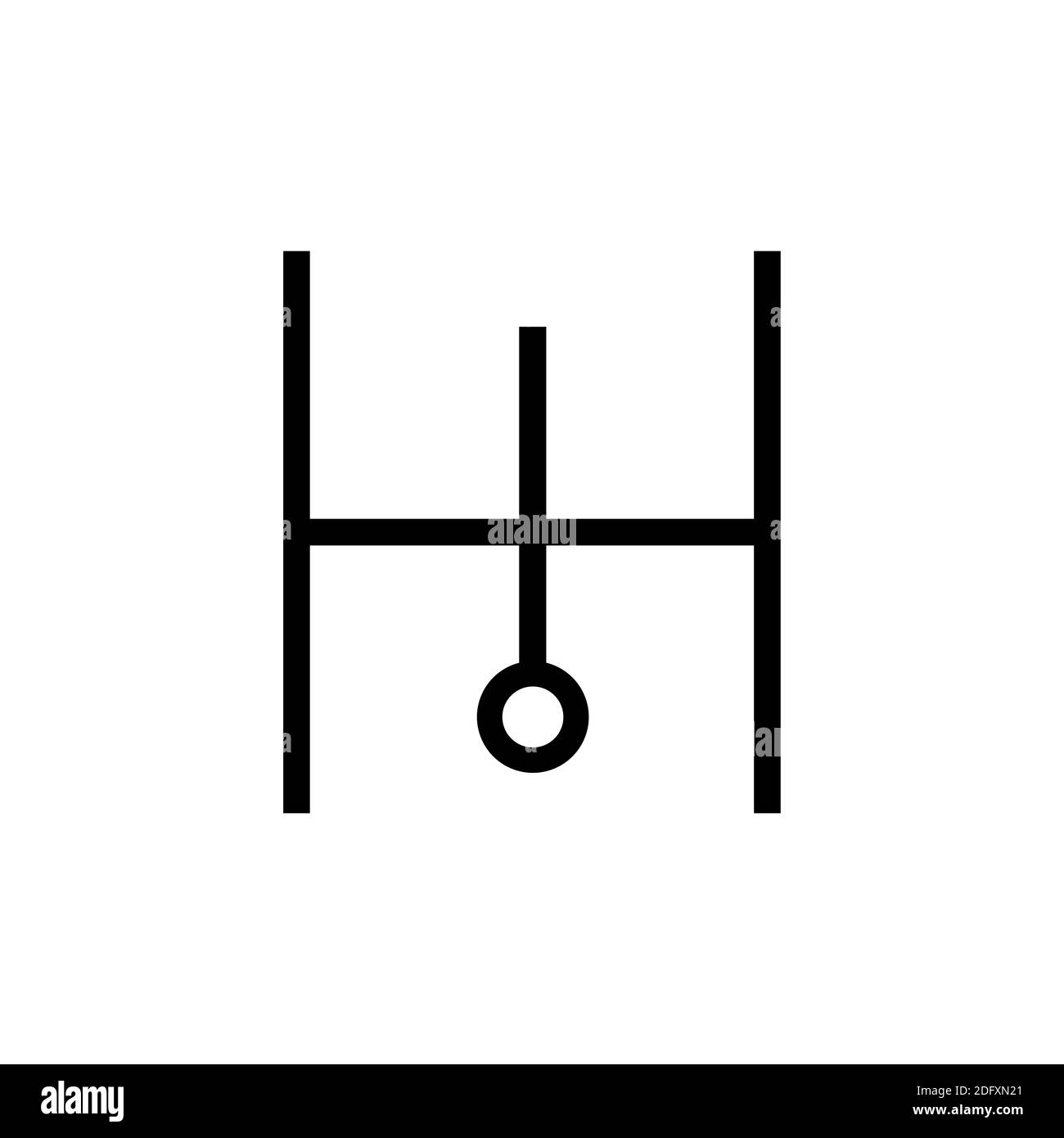 Le symbole de l'uranus, un des symboles de l'alchimie. Icône uranus noir et blanc. Banque D'Images