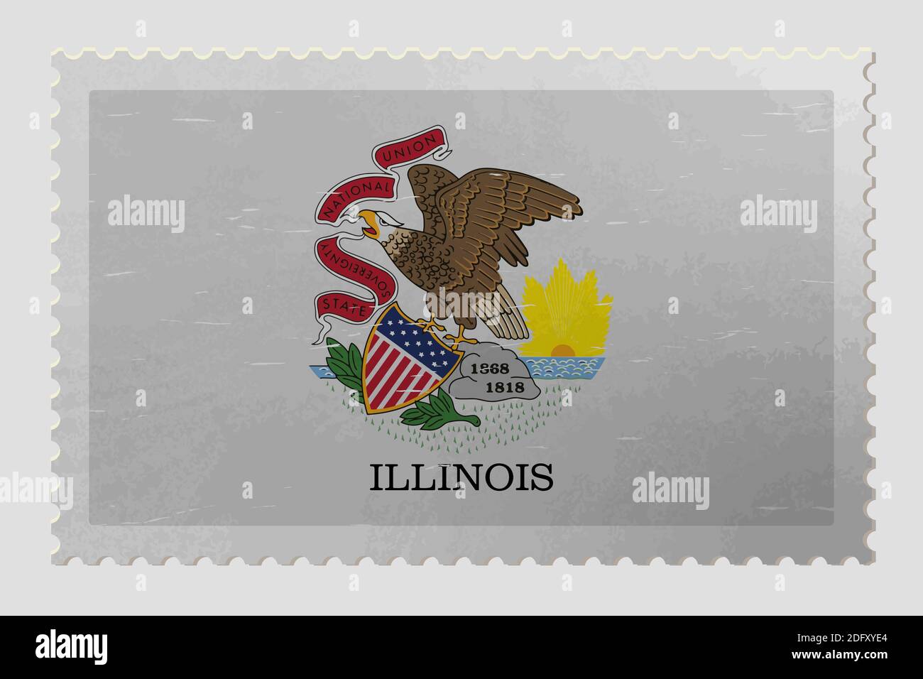Drapeau Illinois USA sur l'ancien timbre-poste, vecteur Illustration de Vecteur