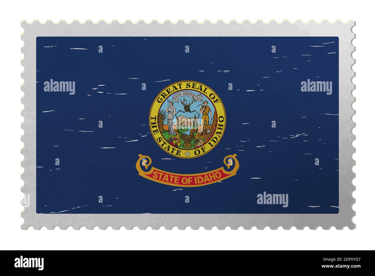 Drapeau Idaho USA sur l'ancien timbre-poste, vecteur Illustration de Vecteur