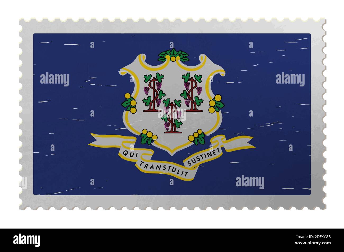 Drapeau des États-Unis du Connecticut sur l'ancien timbre-poste, vecteur Illustration de Vecteur