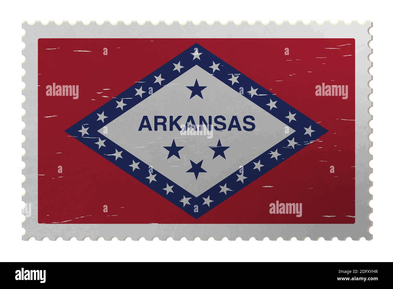 Drapeau des États-Unis d'Arkansas sur l'ancien timbre-poste, vecteur Illustration de Vecteur