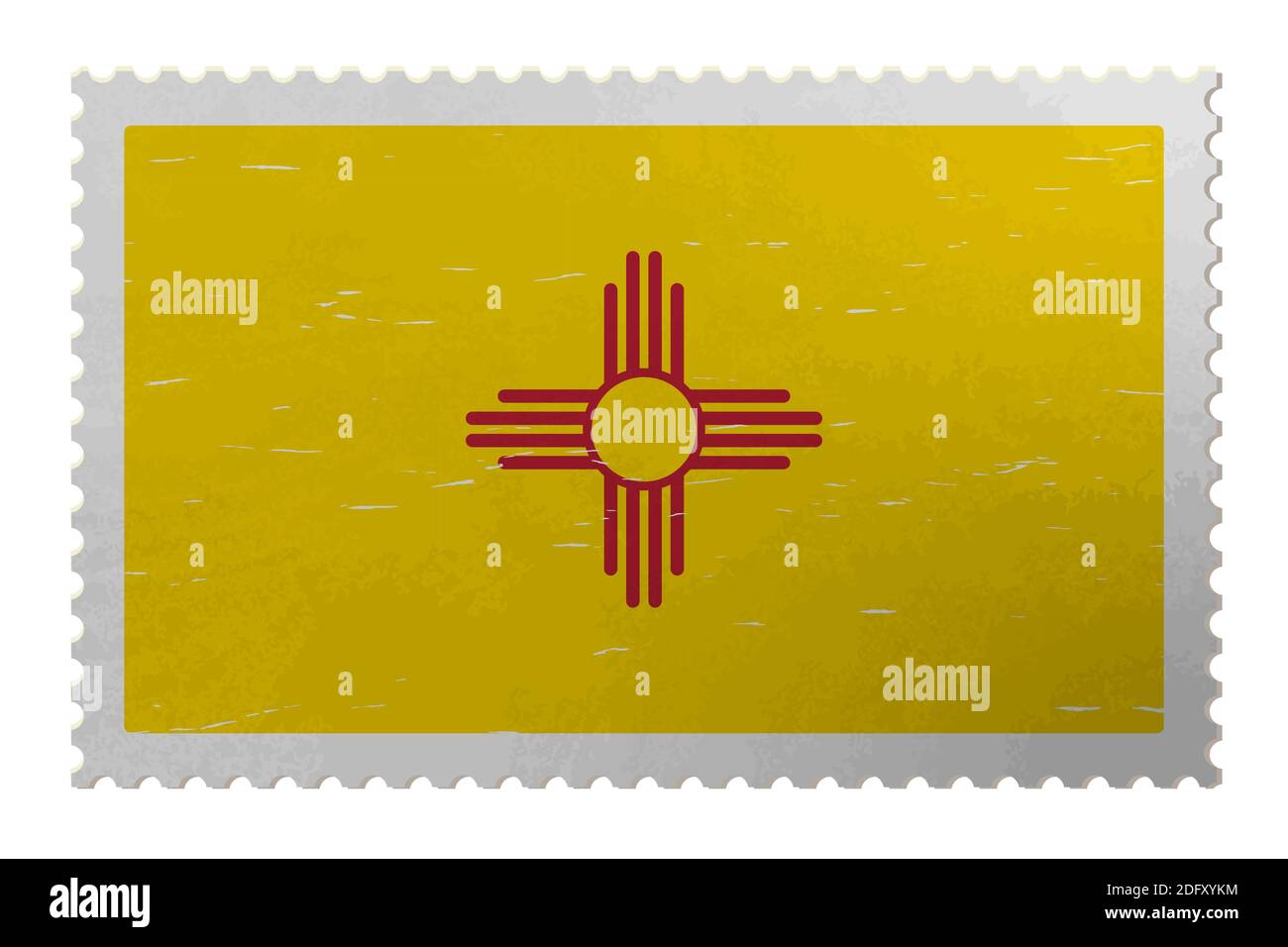 Nouveau-Mexique drapeau des États-Unis sur l'ancien timbre-poste, vecteur Illustration de Vecteur
