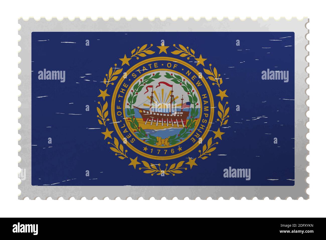 Drapeau New Hampshire USA sur l'ancien timbre-poste, vecteur Illustration de Vecteur