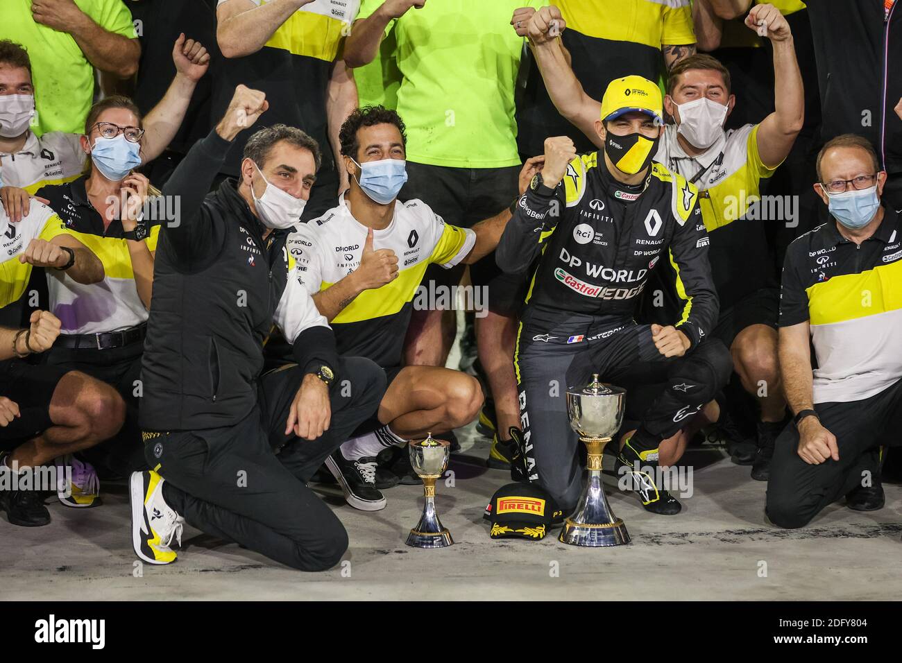 ABITEBOUL Cyril (fr), Directeur général de Renault F1 Team, RICCIARDO Daniel (aus), Renault F1 Team RS20, célébrant le FIR / LM Banque D'Images