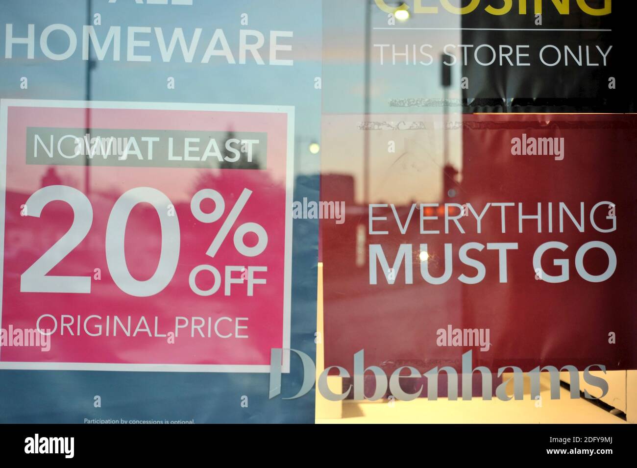 Avant du magasin Debenhams Banque D'Images