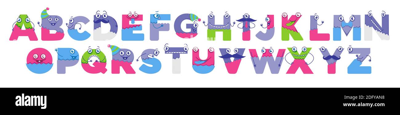 Alphabet pour les enfants, police drôle de lettres puériles Illustration de Vecteur