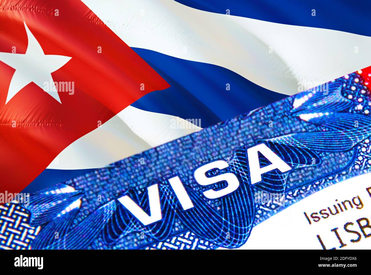 Cuba visa timbre en passeport avec texte VISA. Passeport voyager à  l'étranger concept. Concept Voyage à Cuba - mise au point sélective, rendu  3D. Immigration et Photo Stock - Alamy