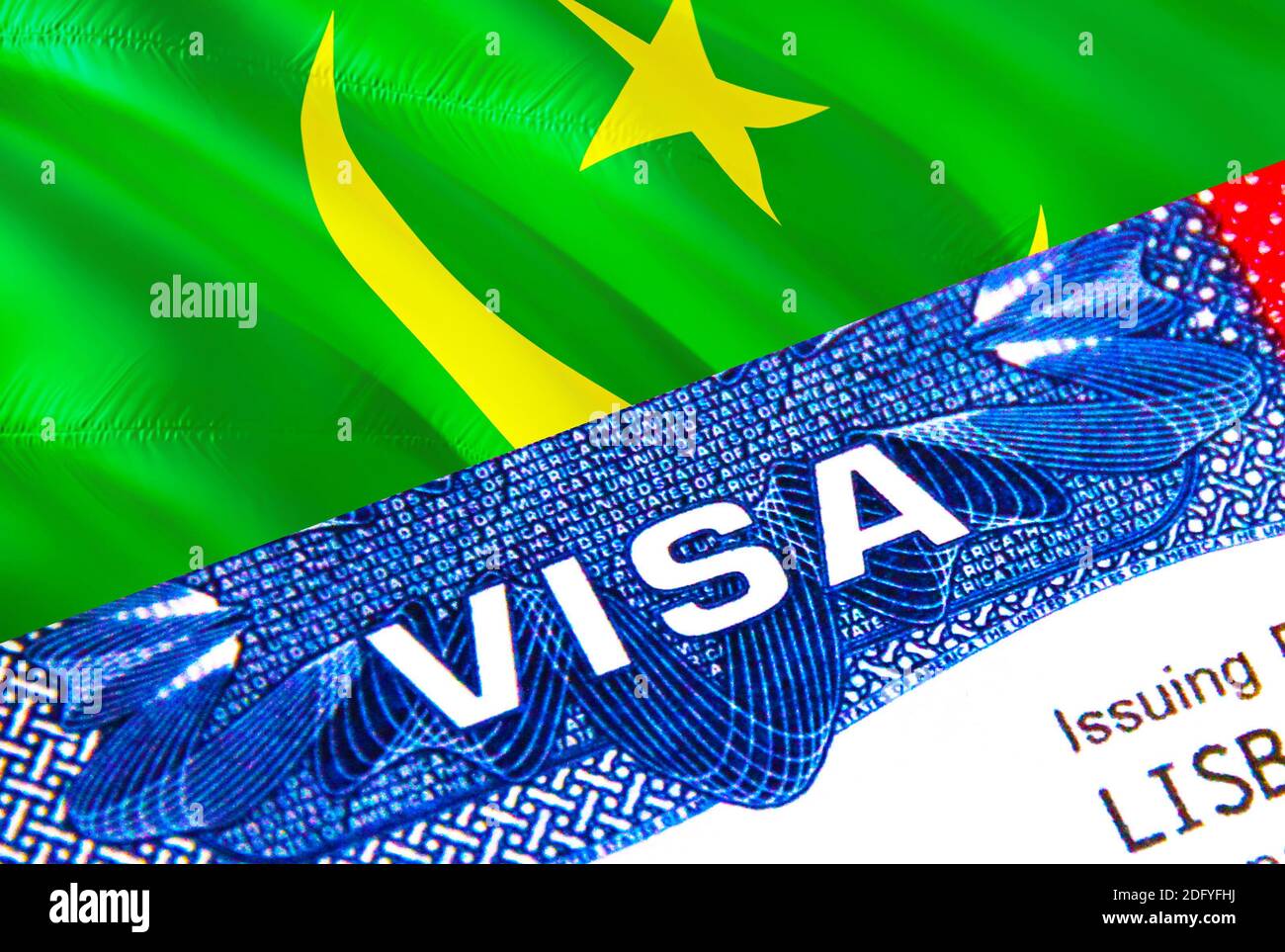 Mauritanie Visa en passeport. Visa d'immigration des États-Unis pour les  citoyens mauritaniens se concentrant sur le mot VISA. Voyage Mauritanie visa  dans identification nationale clo Photo Stock - Alamy
