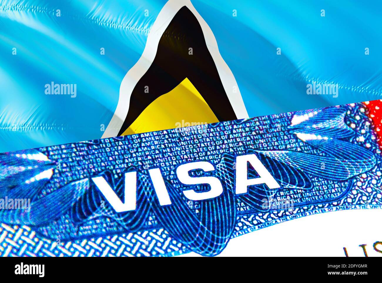 Visa SainteLucie. Voyage à SainteLucie en se concentrant sur le mot