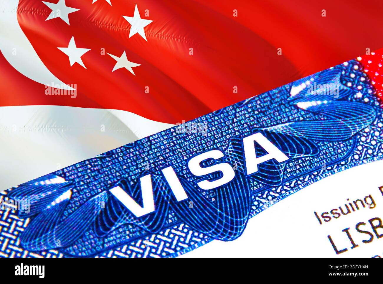 Singapour Visa en passeport. Visa d'immigration des États-Unis pour les  citoyens de Singapour se concentrant sur le mot VISA. Voyage Singapour visa  dans identification nationale fermer Photo Stock - Alamy