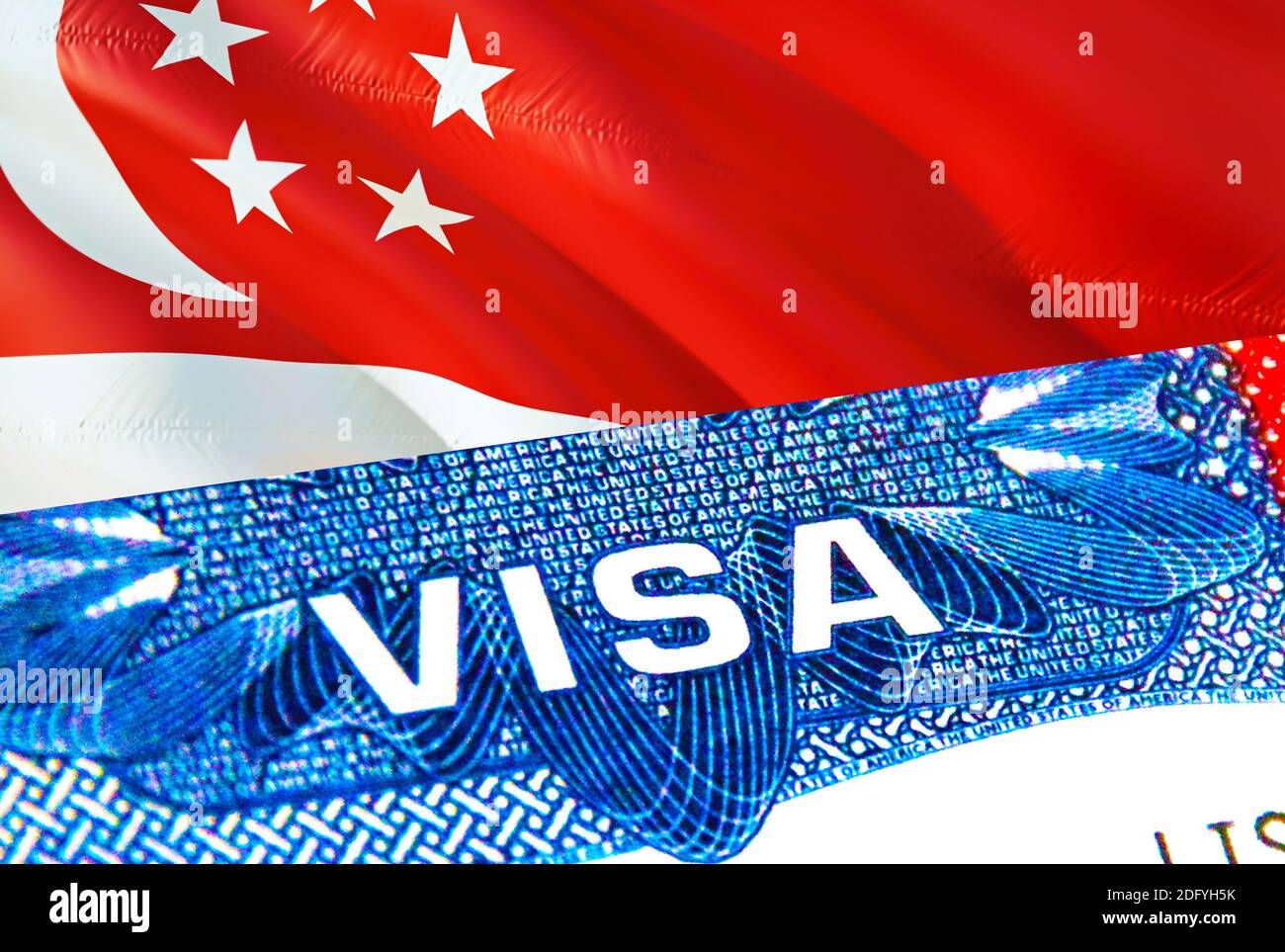 Visa Singapour. Voyage à Singapour en se concentrant sur le mot VISA