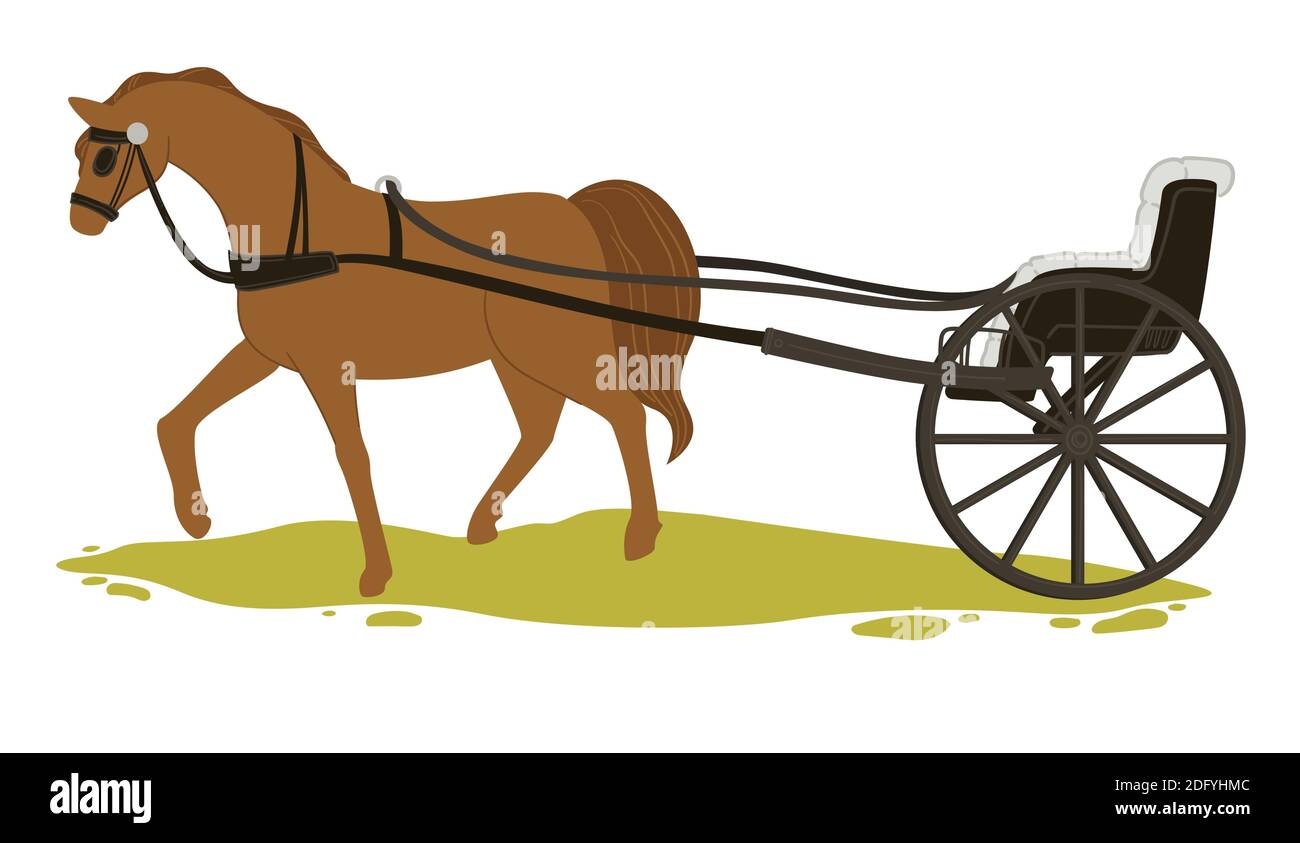 Transport de chevaux dans les temps anciens, calèche d'époque Illustration de Vecteur