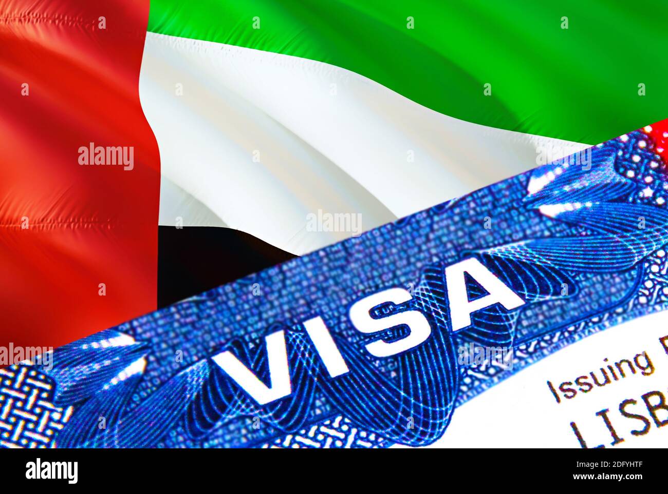 United Arab Emirates visa timbre en passeport avec texte VISA. Passeport  voyager à l'étranger concept. Voyage aux Émirats arabes Unis concept -  focau sélectif Photo Stock - Alamy