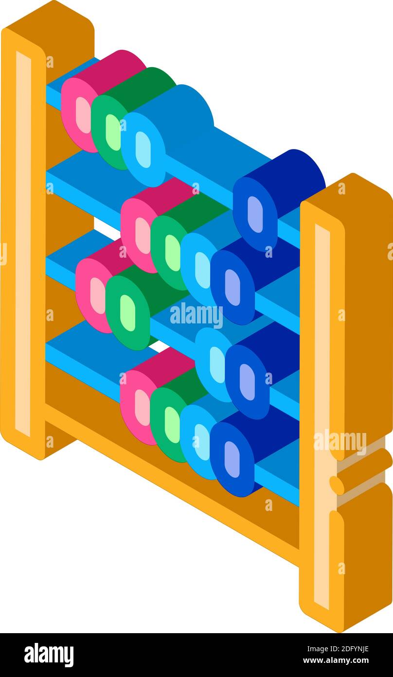 couleur de l'illustration vectorielle de l'icône isométrique du compteur abacus Illustration de Vecteur