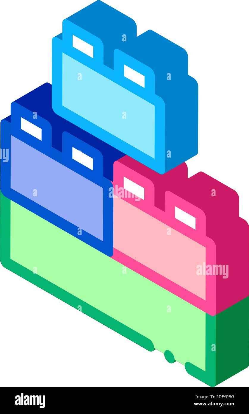 couleur de l'illustration vectorielle de l'icône isométrique des blocs de construction Illustration de Vecteur