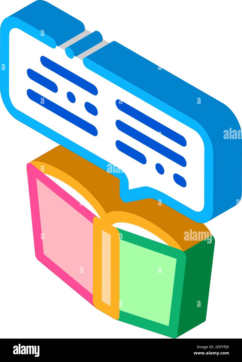 couleur de l'illustration vectorielle de l'icône isométrique de lecture de livre Illustration de Vecteur