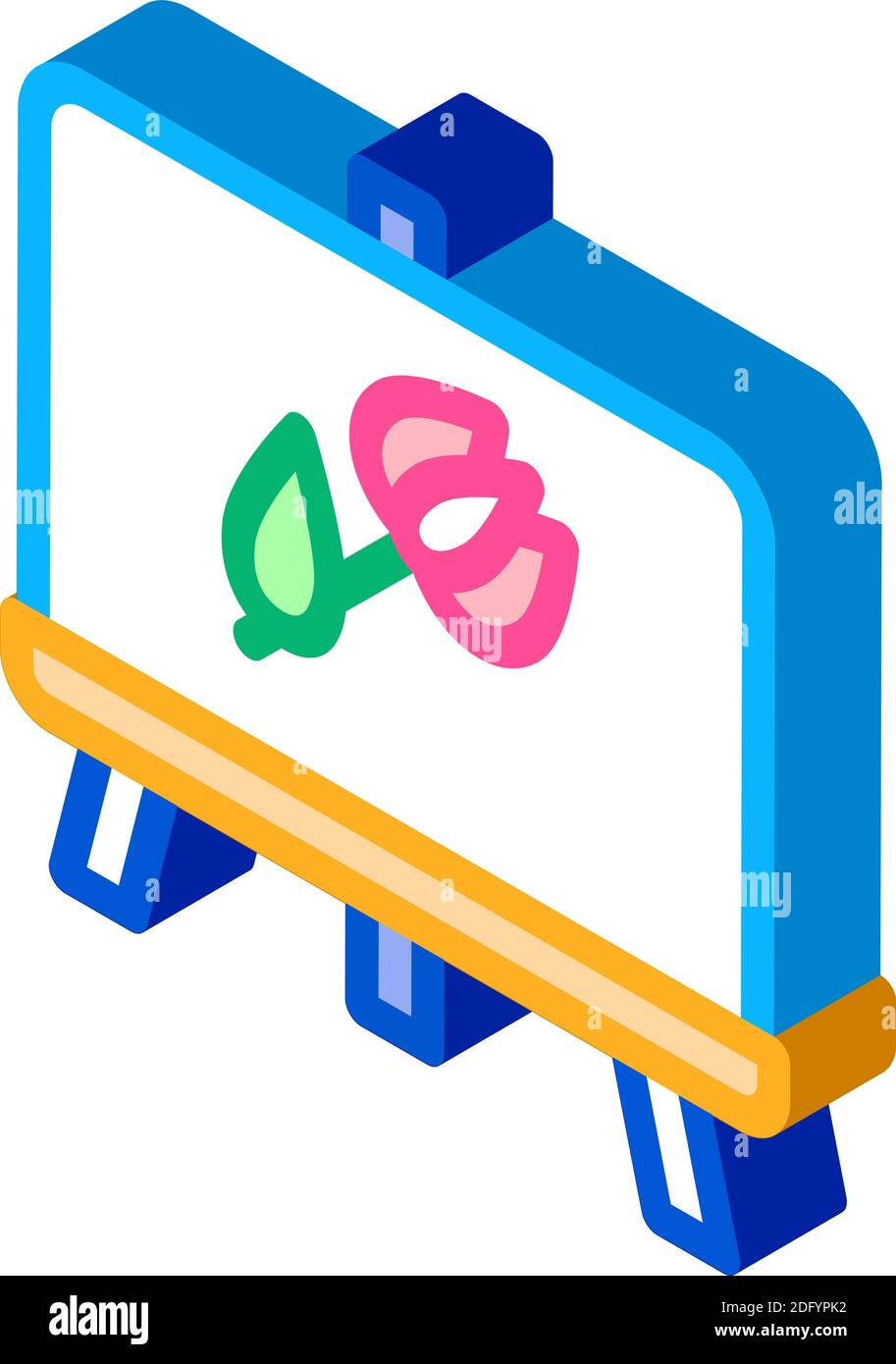 illustration vectorielle d'icône isométrique en forme de fleur peinte Illustration de Vecteur