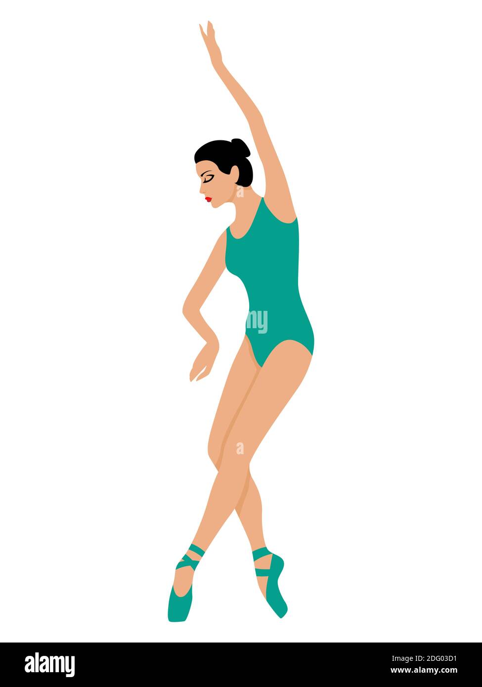 Ballerine élégante en léopard turquoise, vecteur de dessin à la main, isolée sur fond blanc Illustration de Vecteur