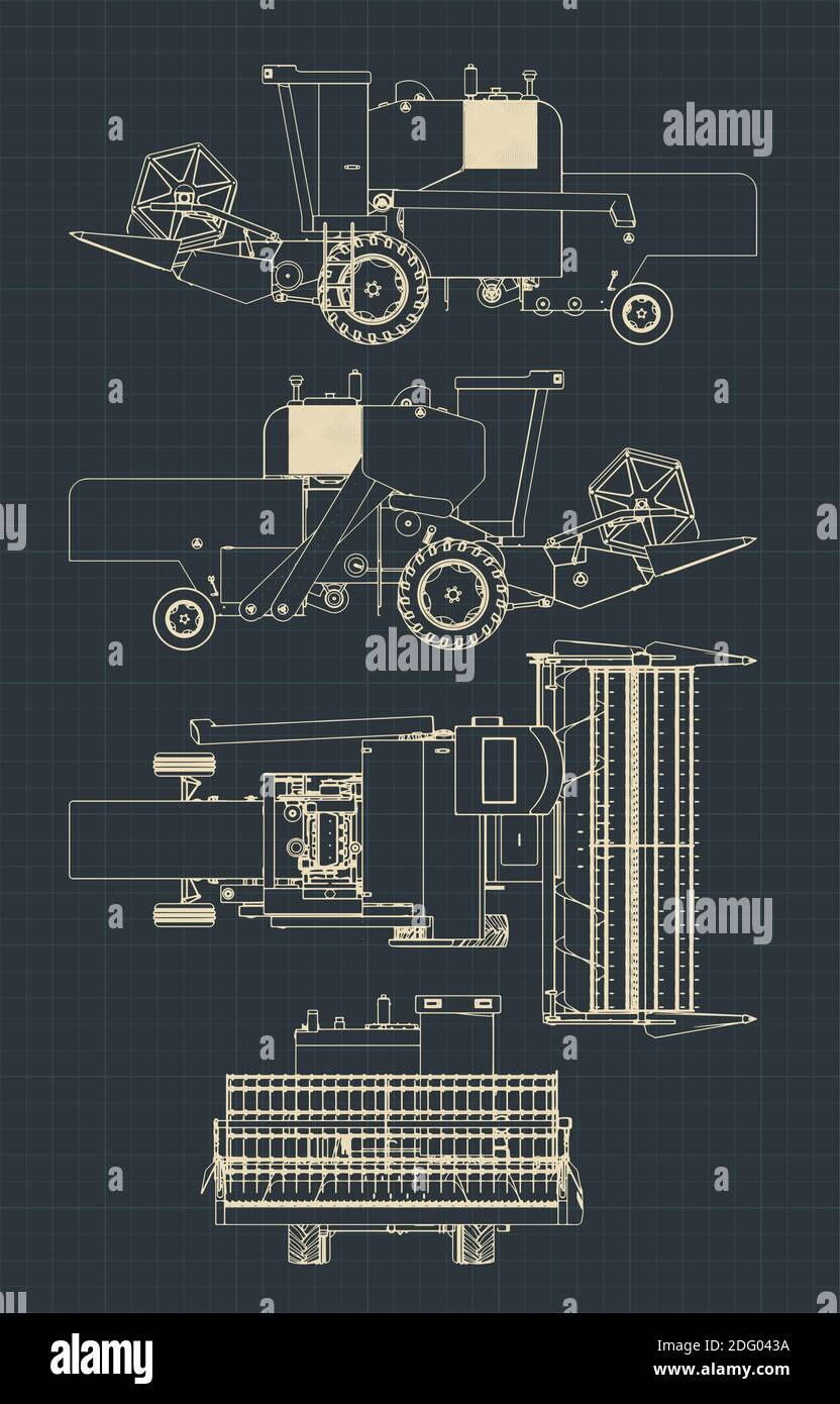 Illustrations vectorielles stylisées d'un modèle de moissonneuse-batteuse Illustration de Vecteur