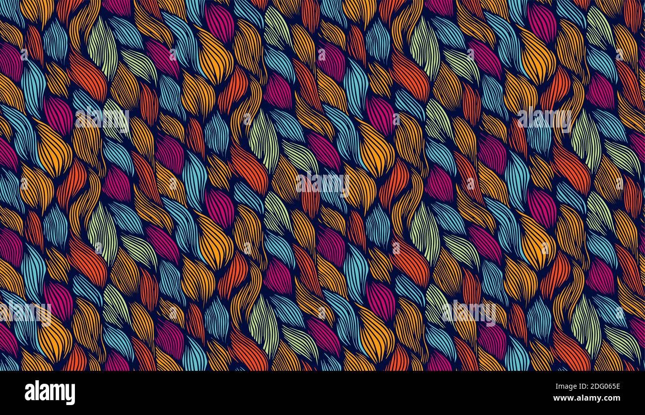 Motif vectoriel fluide ondulé. Motif Doodle dessiné à la main sans couture. Motif d'impression géométrique rétro tiléable. Illustration vectorielle. Illustration de Vecteur