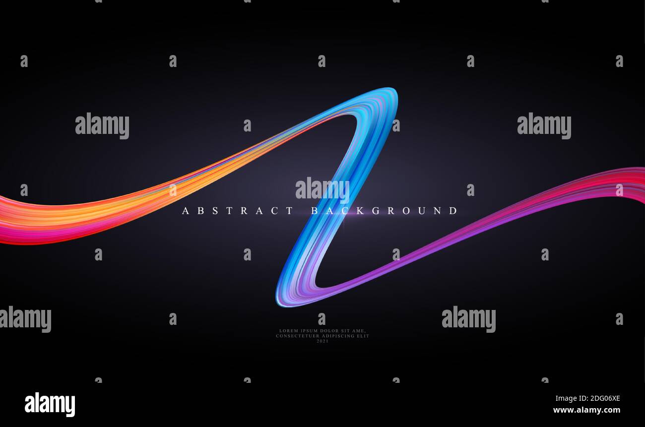 Arrière-plan moderne et abstrait noir avec ruban de couleur pleine courbe de peinture liquide. Modèle pour présentation de conception, prospectus, carte, Web Illustration de Vecteur