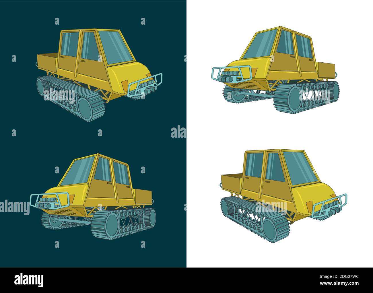 Illustration stylisée d'un véhicule tout-terrain à chenilles Illustration de Vecteur