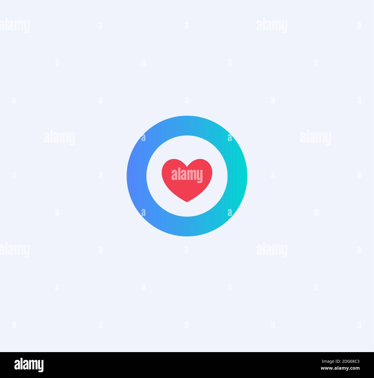 Cœur rouge dans un cercle bleu, symbole médical abstrait, concept de logo, icône vectorielle isolée sur fond blanc. Illustration de Vecteur