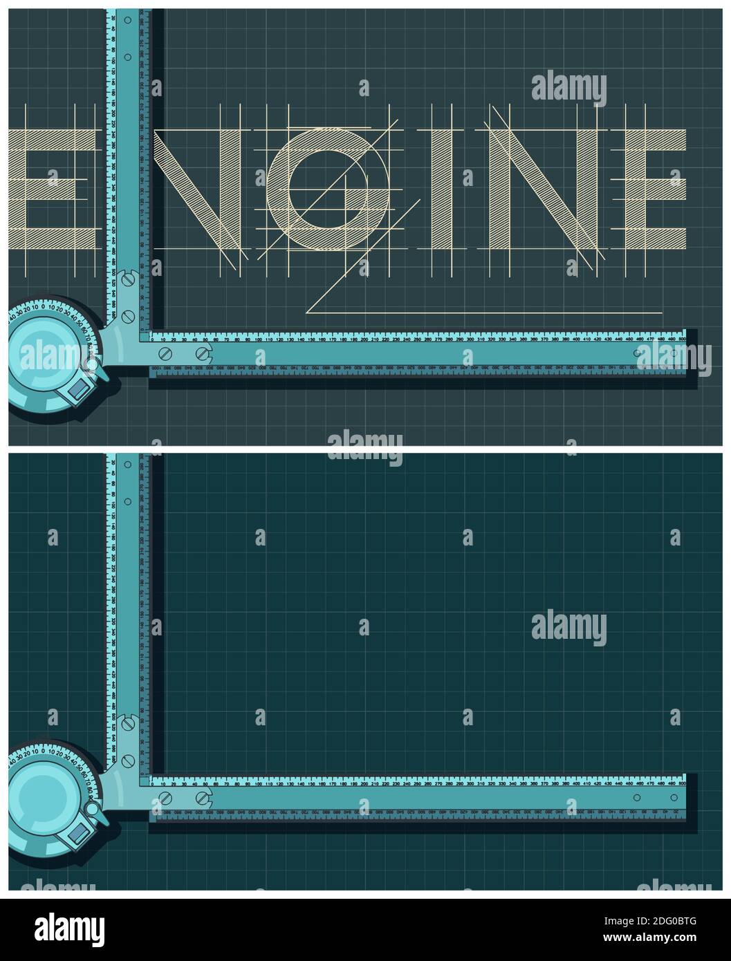 Illustration vectorielle stylisée sur les éléments d'ingénierie et de conception. Composition colorée en gros plan de la carte de dessin technique Illustration de Vecteur