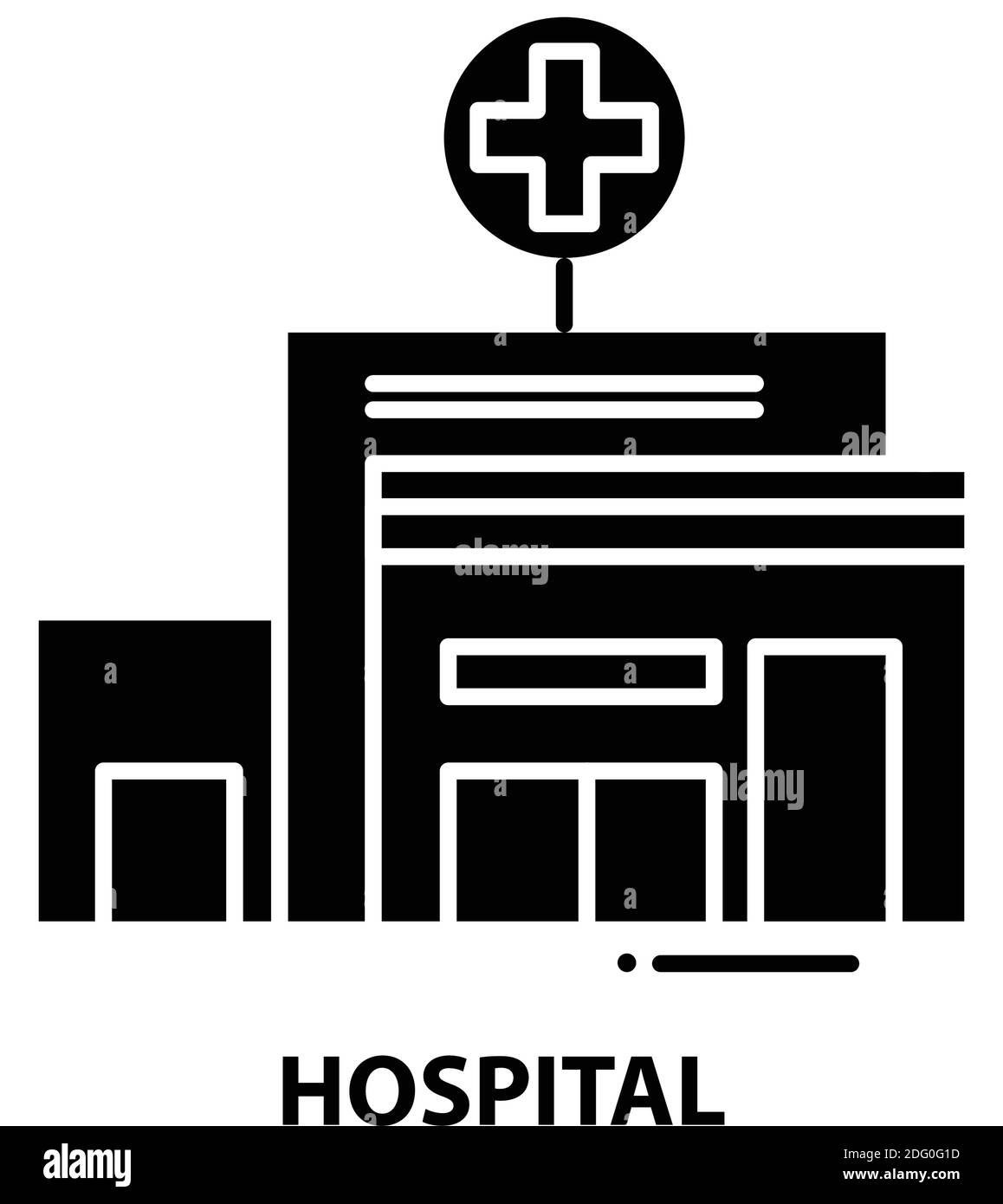 icône de l'hôpital, signe vectoriel noir avec traits modifiables, illustration du concept Illustration de Vecteur
