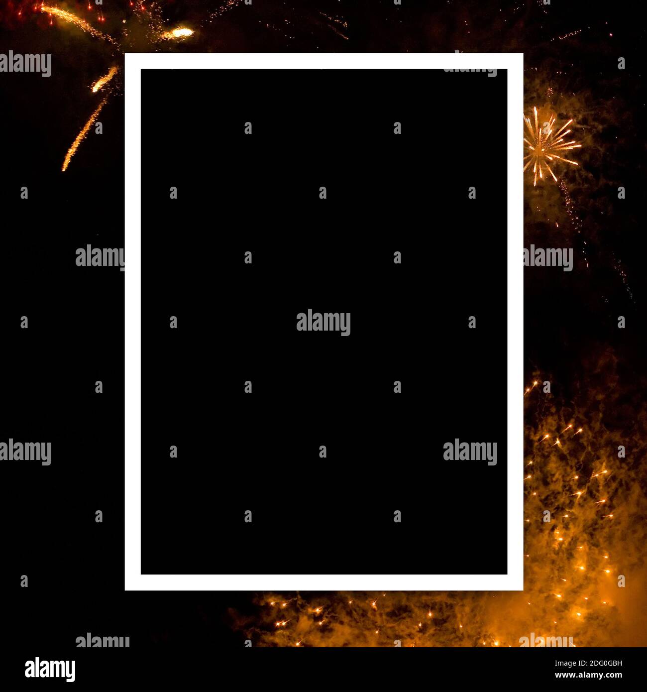 Photo vide avec arrière-plan de feu d'artifice Banque D'Images