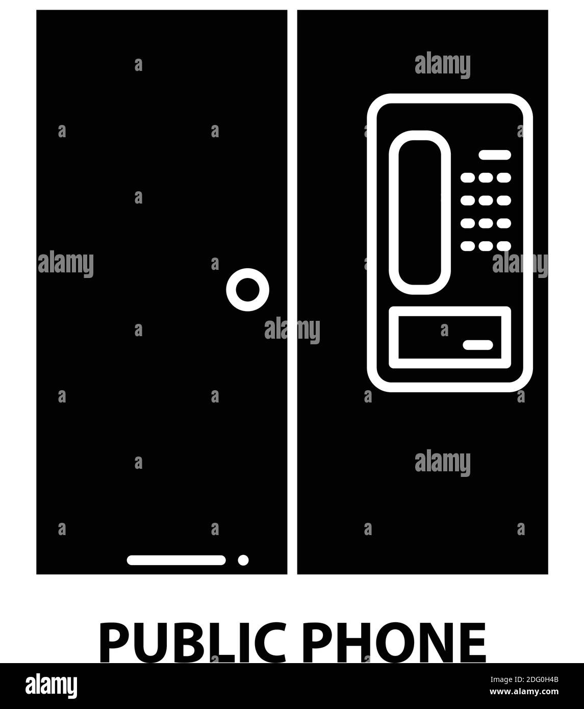 icône de téléphone public, signe vectoriel noir avec traits modifiables, illustration de concept Illustration de Vecteur