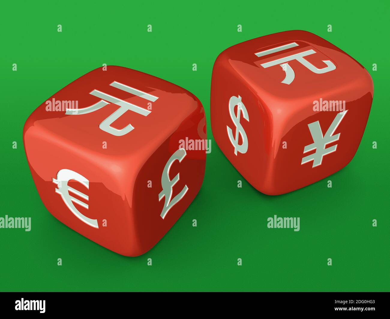 Red dices avec symbole de devise Yuan Banque D'Images