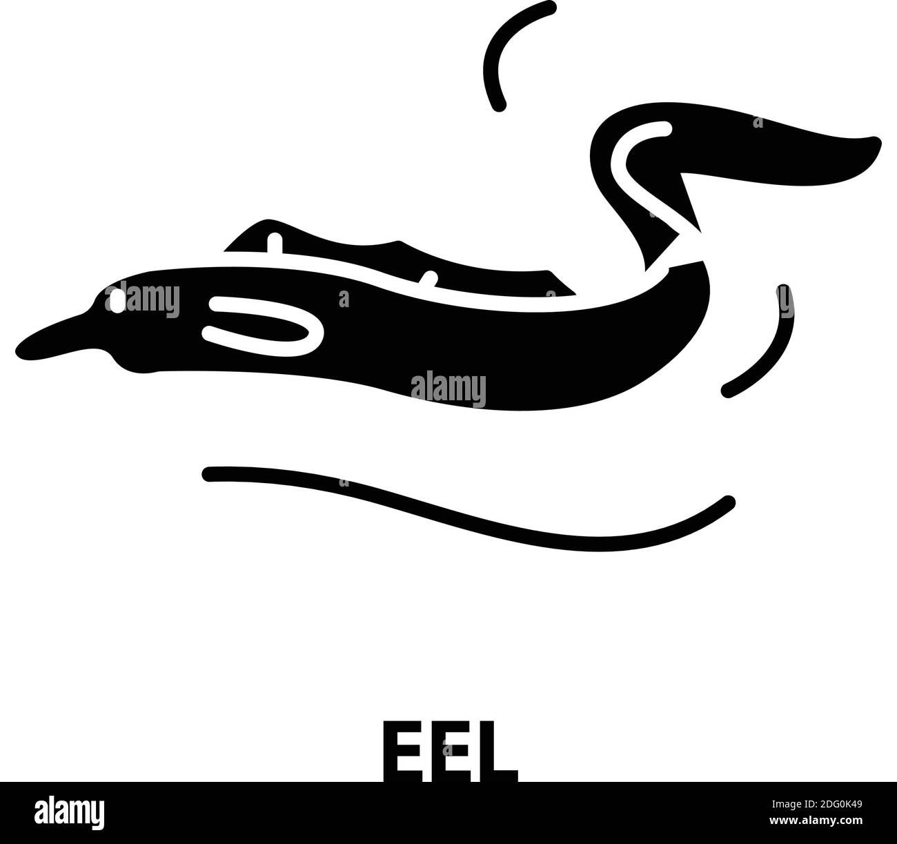 icône anguille, signe vectoriel noir avec traits modifiables, illustration de concept Illustration de Vecteur