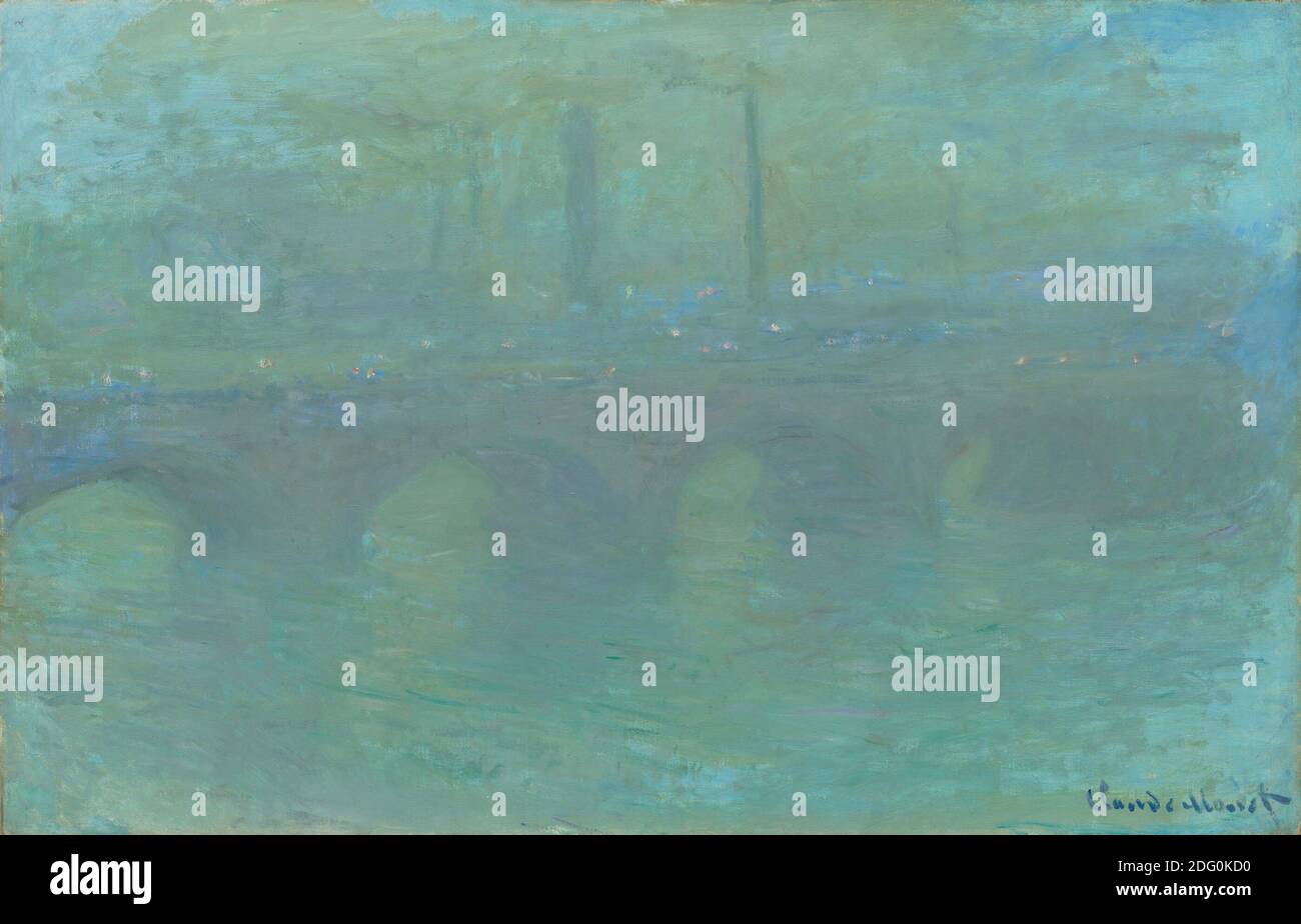 Titre: Waterloo Bridge, Londres, à Dusk Créateur: Claude Monet Date: 1904 Moyen: Huile sur toile dimension: 65.7 x 101.6 cm lieu: National Gallery of Art, Washington Banque D'Images