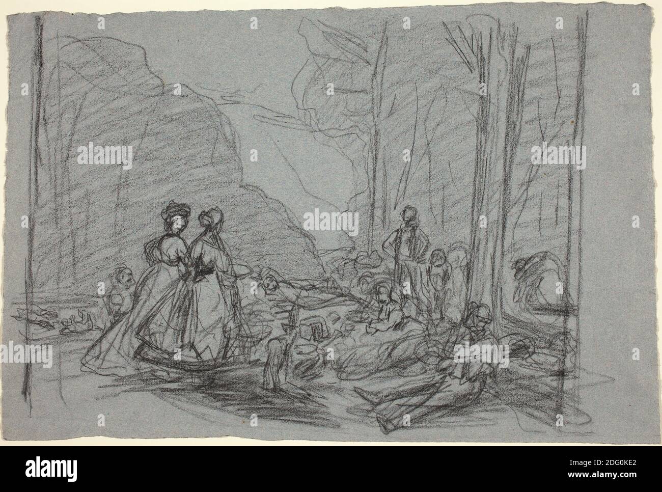 Titre: Le déjeuner sur l'herbe Créateur: Claude Monet Date: c. 1865 Moyen: Craie noire sur papier bleu Dimensions: 30.5 x 46.8 cm emplacement: National Gallery of Art, Washington Banque D'Images Titre: Le déjeuner sur l'herbe Créateur: Claude Monet Date: c. 1865 Moyen: Craie noire sur papier bleu Dimensions: 30.5 x 46.8 cm emplacement: National Gallery of Art, Washington Banque D'Images