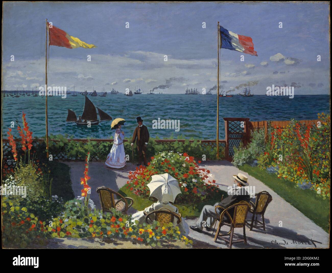 Titre: Jardin à Sainte-adresse Créateur: Claude Monet Date: 1867 Moyen: Huile sur toile dimension: 98.1 x 129.9 cm lieu: Metropolitan Museum of Art, New York Banque D'Images