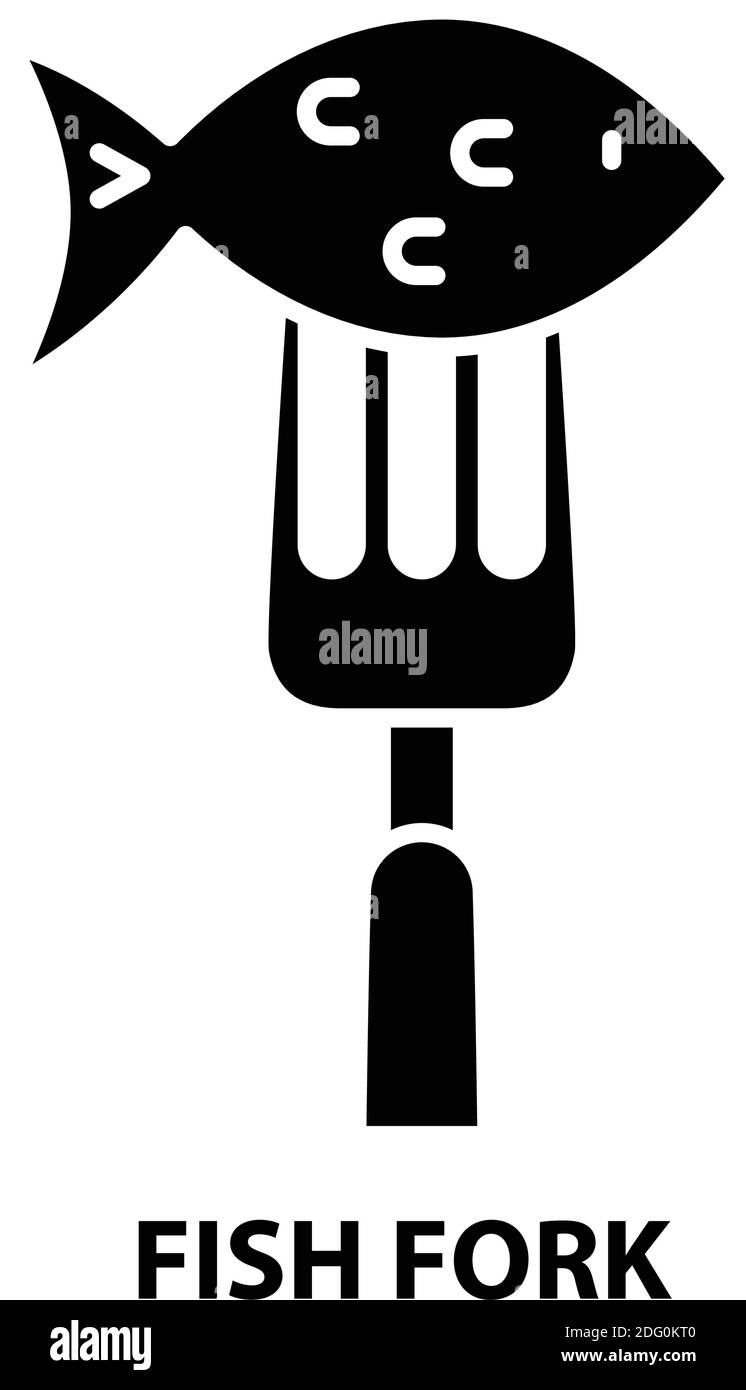 icône fourche à poisson, signe vectoriel noir avec traits modifiables, illustration de concept Illustration de Vecteur