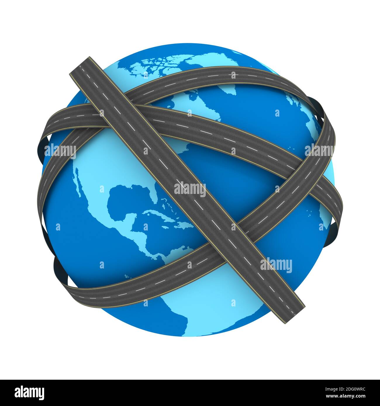 Les routes de la terre isolé sur blanc. Concept de transport à l'échelle mondiale Banque D'Images