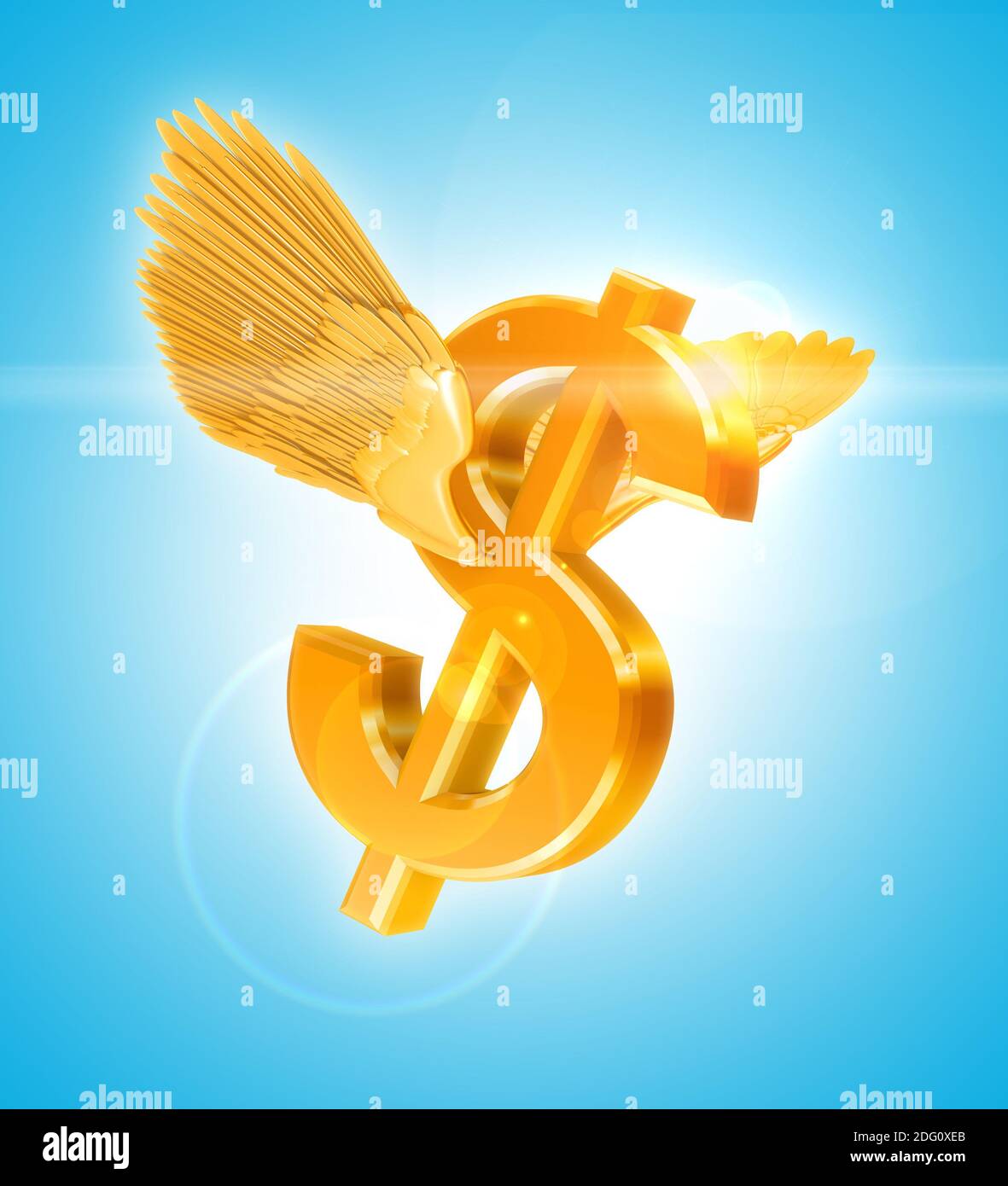 Battant Monnaie Dollar or signer avec des ailes Banque D'Images