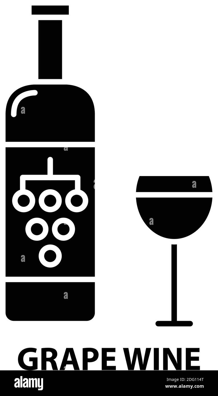 icône de symbole de vin de raisin, signe vectoriel noir avec traits modifiables, illustration de concept Illustration de Vecteur