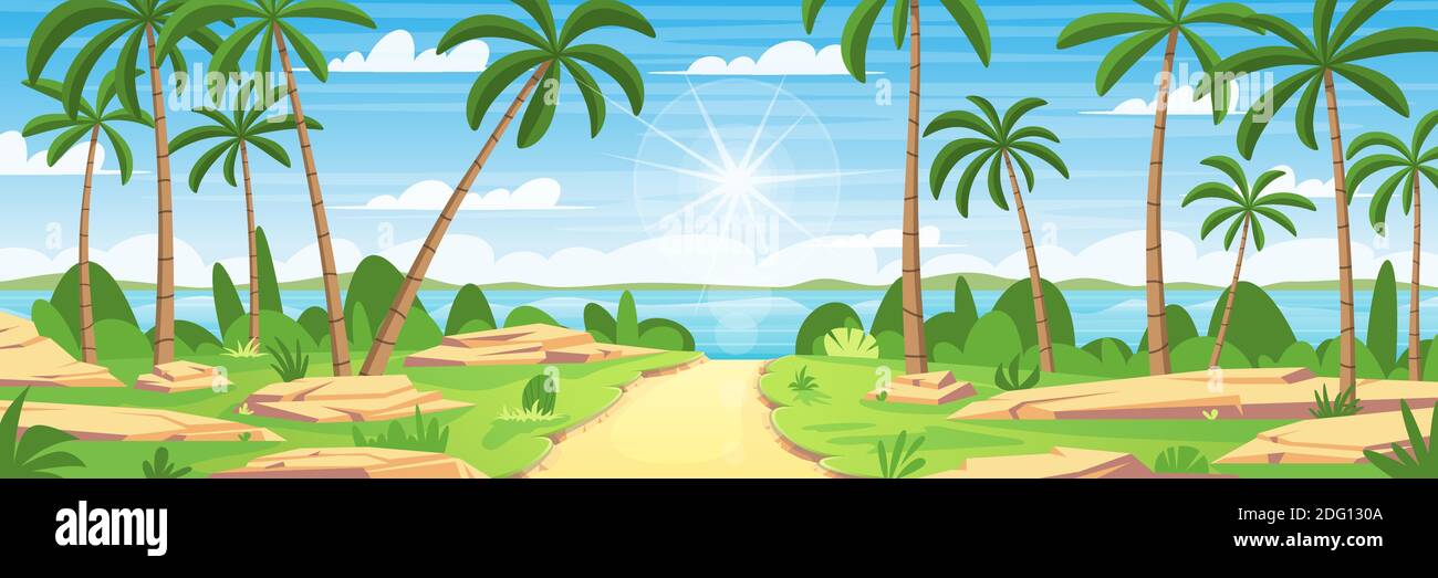 Panorama tropical. Illustration vectorielle avec calques séparés. Illustration de Vecteur