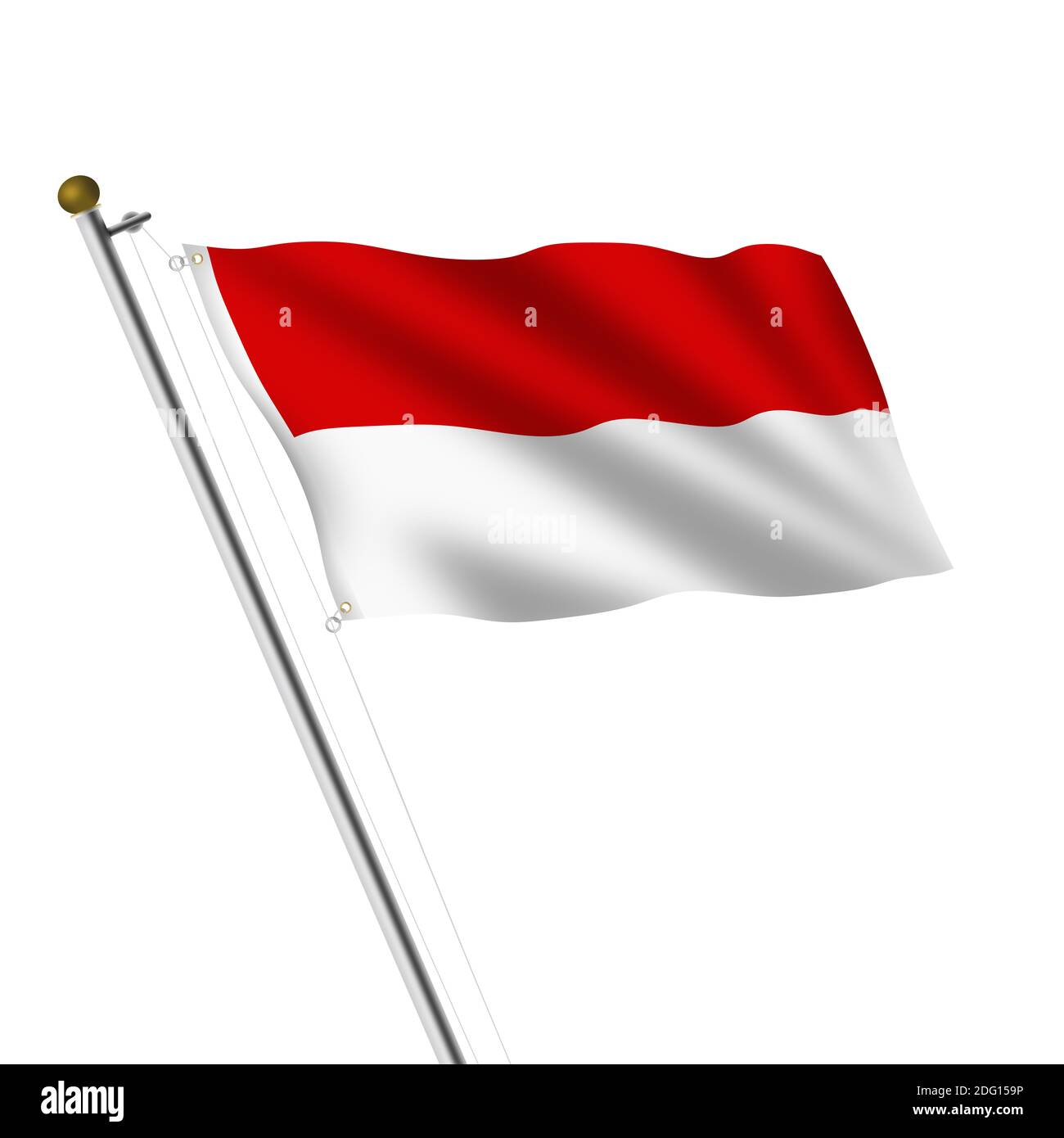 Indonésie Flagpole 3d illustration sur blanc avec masque Banque D'Images