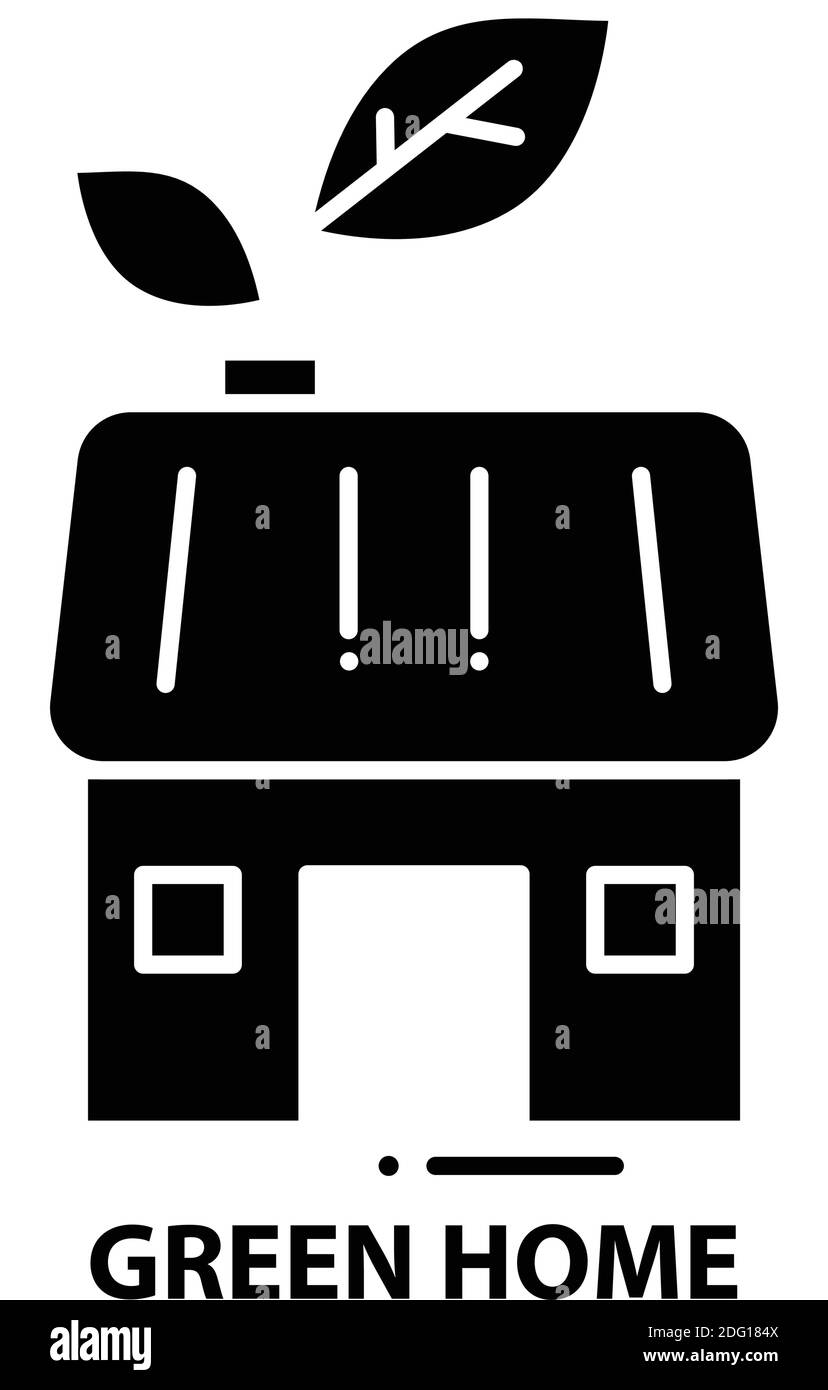 icône d'accueil verte, signe vectoriel noir avec traits modifiables, illustration de concept Illustration de Vecteur