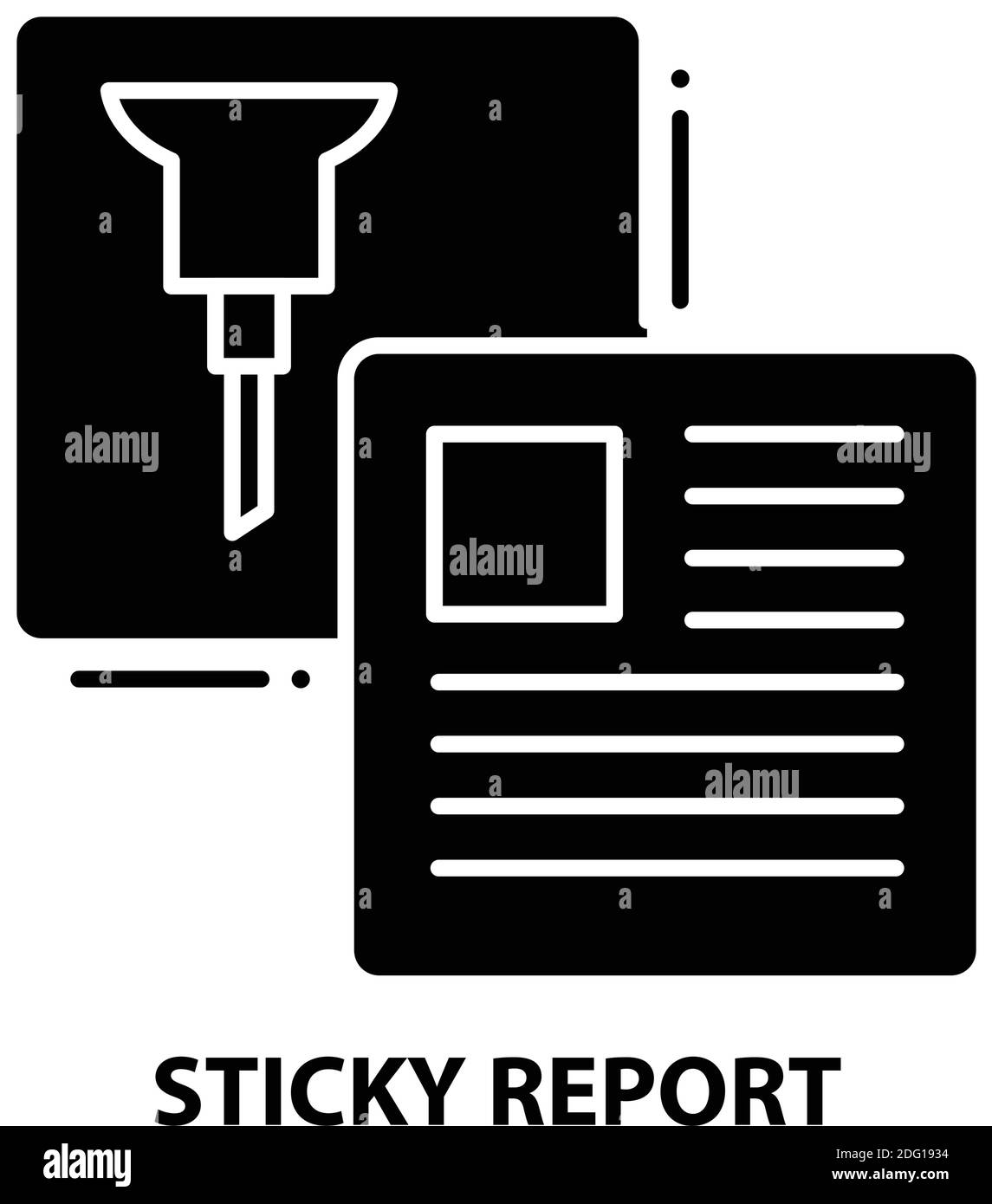 icône de rapport autocollant, signe vectoriel noir avec traits modifiables, illustration de concept Illustration de Vecteur