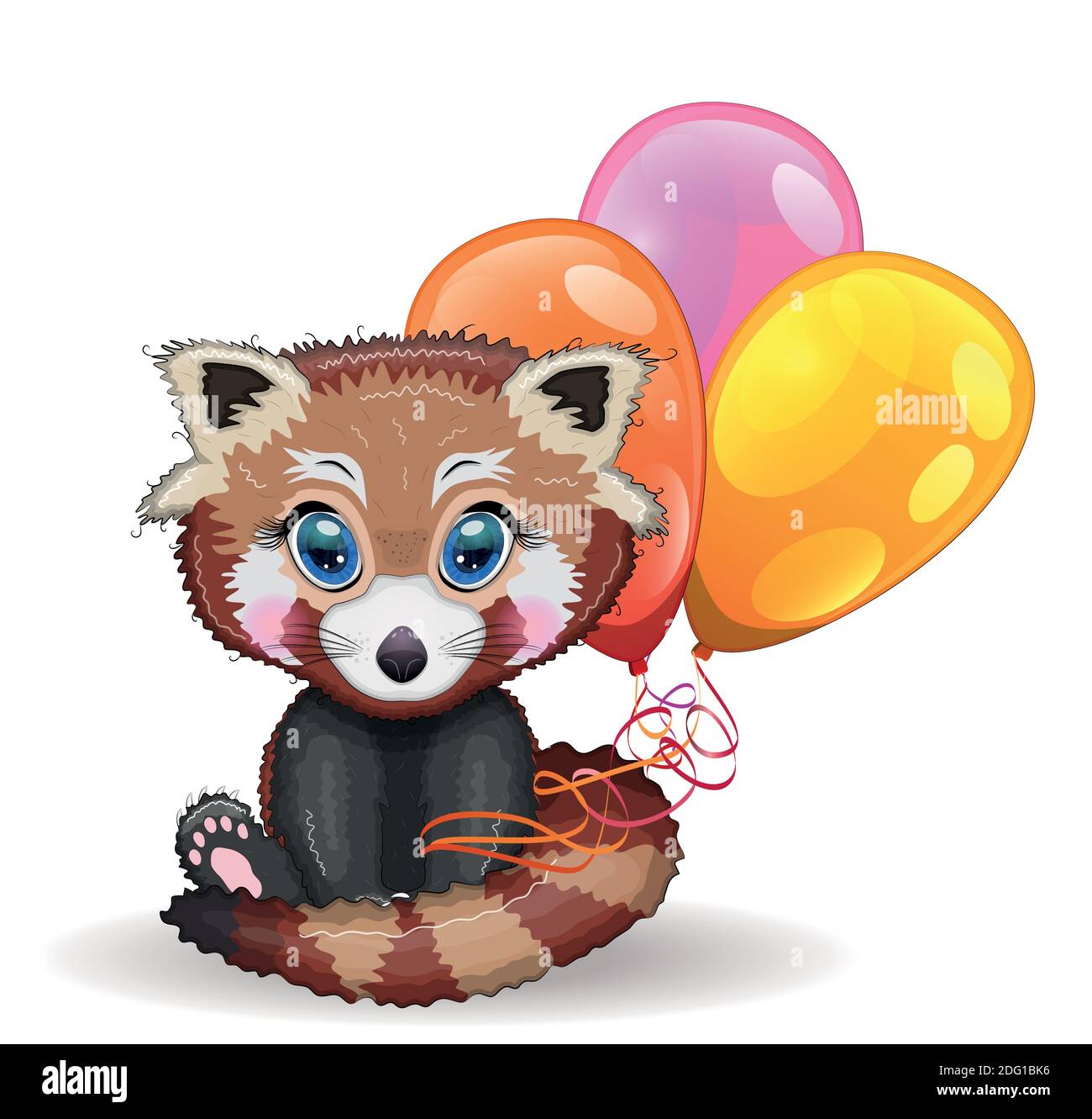Panda Rouge Personnage Mignon Avec Ballons Carte De Vœux Style Pueril Brillant Animaux Rares Livre Rouge Chat Ours Image Vectorielle Stock Alamy