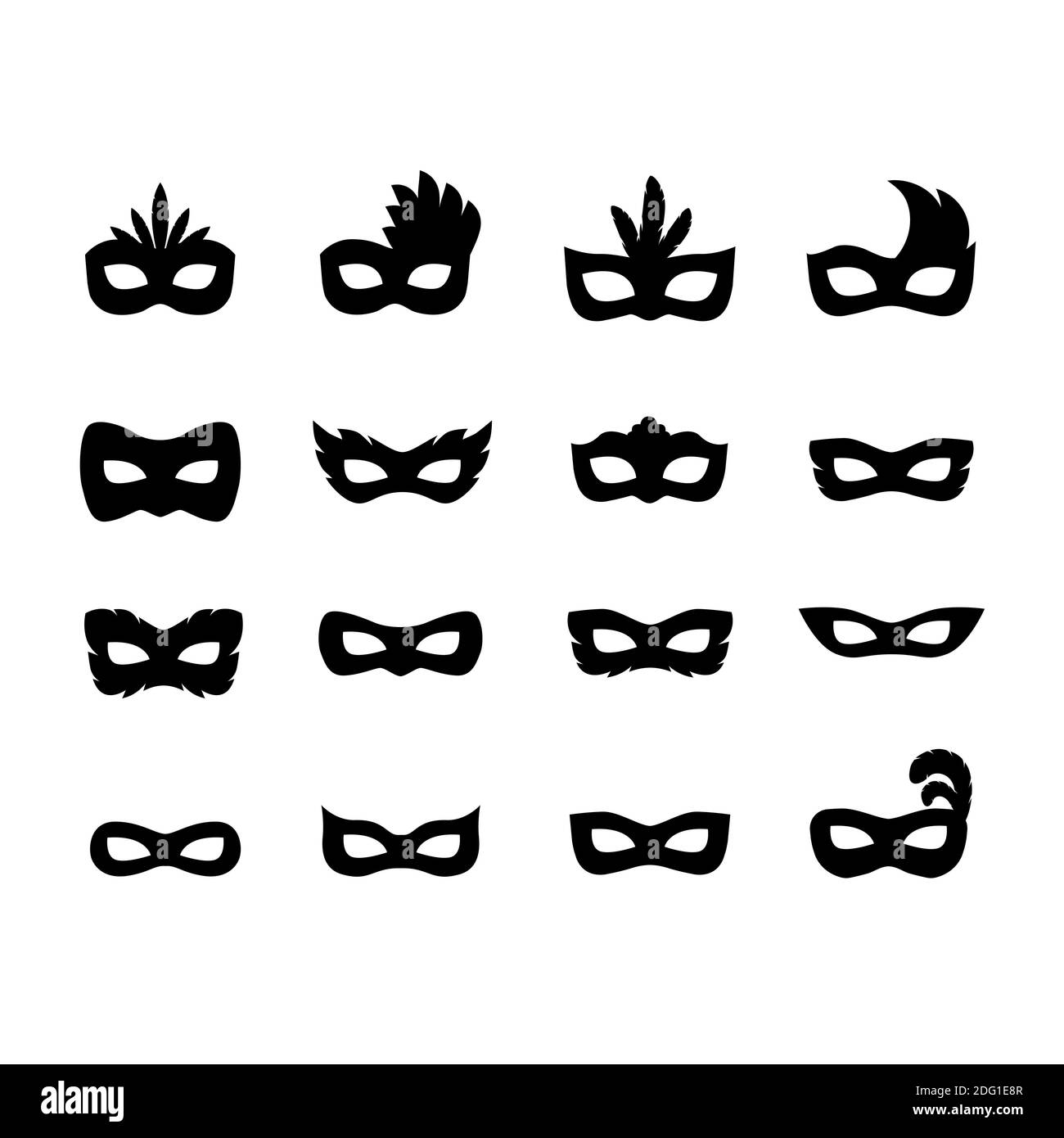 Masques de carnaval de fête ensemble silhouette illustration vectorielle Illustration de Vecteur