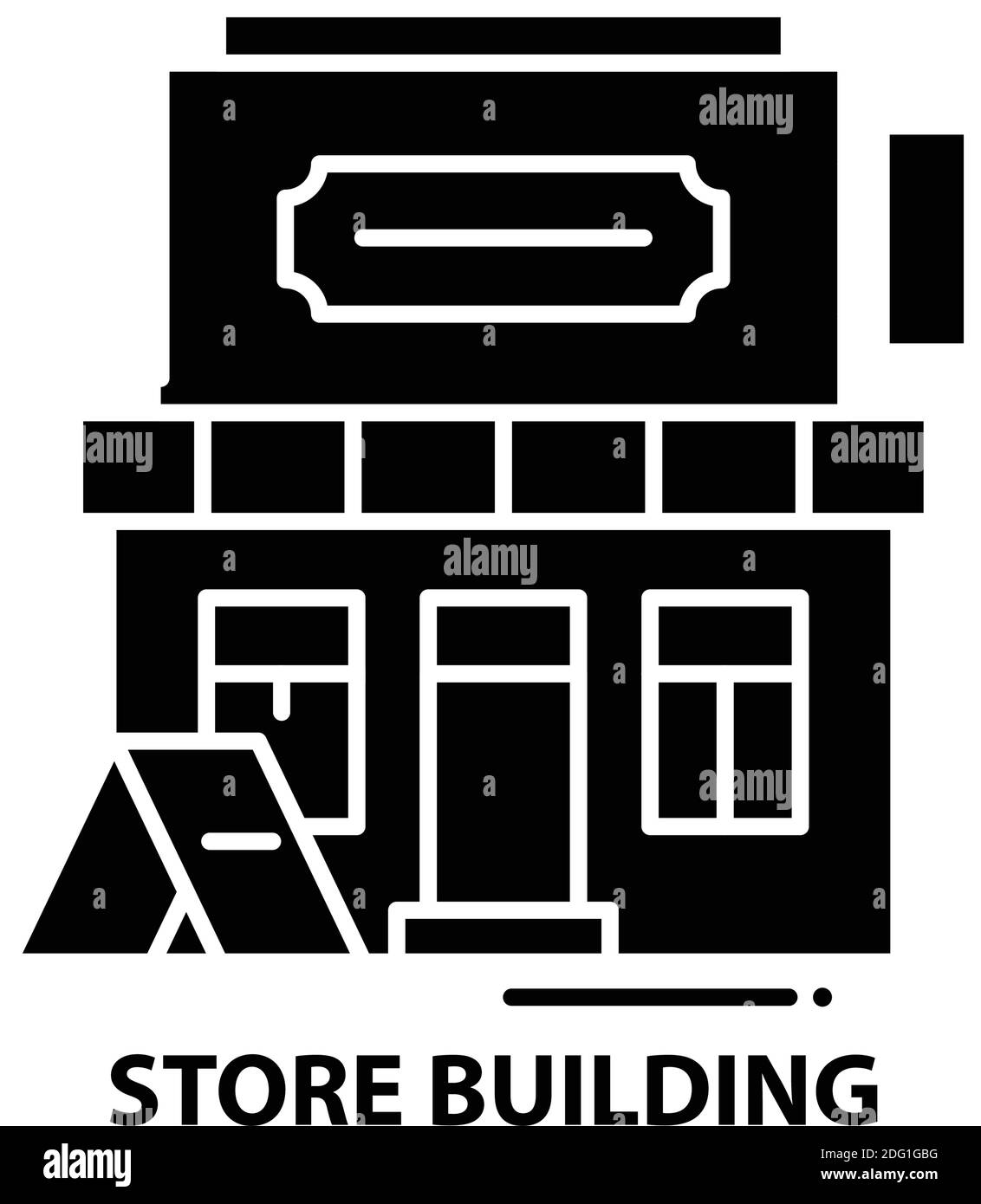 icône de bâtiment de magasin, signe vectoriel noir avec traits modifiables, illustration de concept Illustration de Vecteur