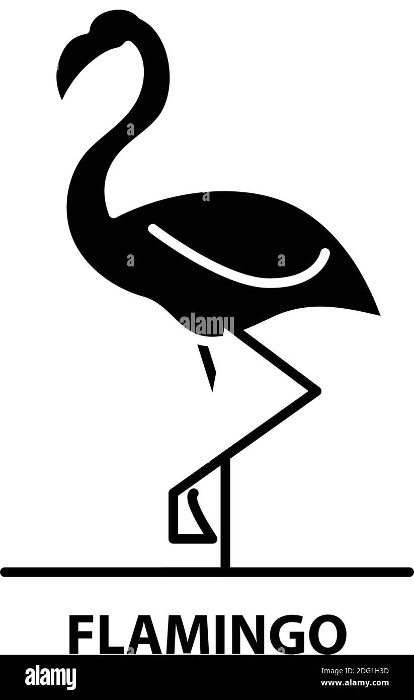 icône flamingo, signe vectoriel noir avec traits modifiables, illustration de concept Illustration de Vecteur