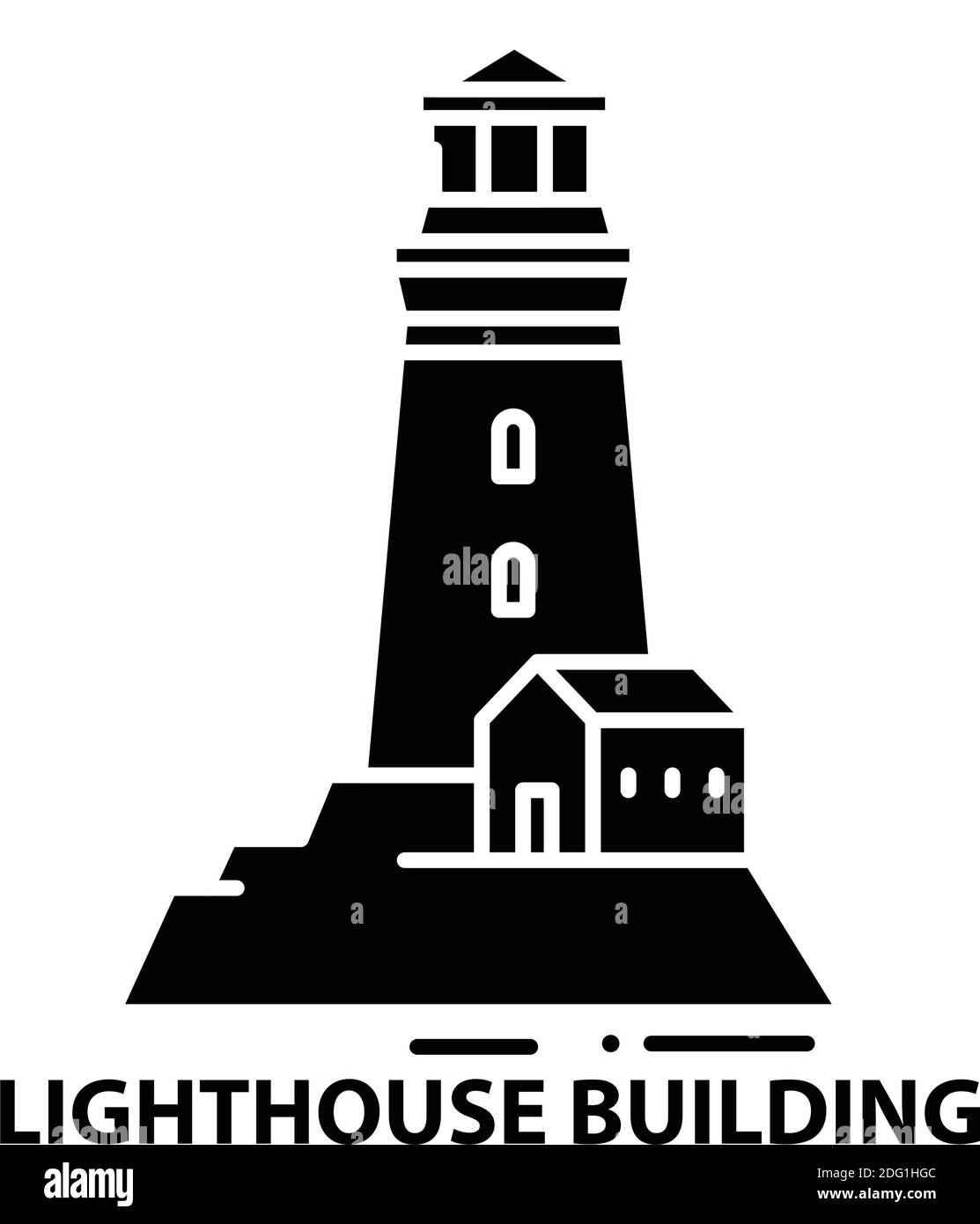 icône de bâtiment de phare, signe vectoriel noir avec traits modifiables, illustration de concept Illustration de Vecteur